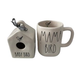 Rae Dunn Mama Bird Baby Bird set of 2 decor
